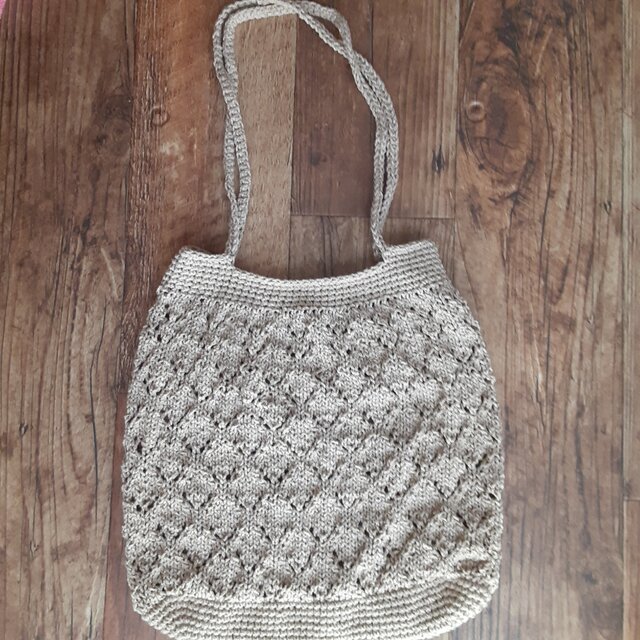 透かし編みコットンバッグ