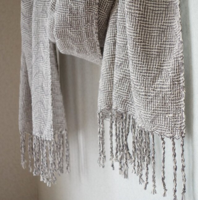 手織りコットンストール・・波