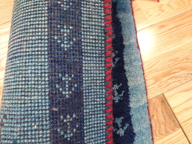 ペルシャ ギャッベ ミニマット ラグ 横42x37.5㎝ 糸杉 ヤギ羊 青色 藍