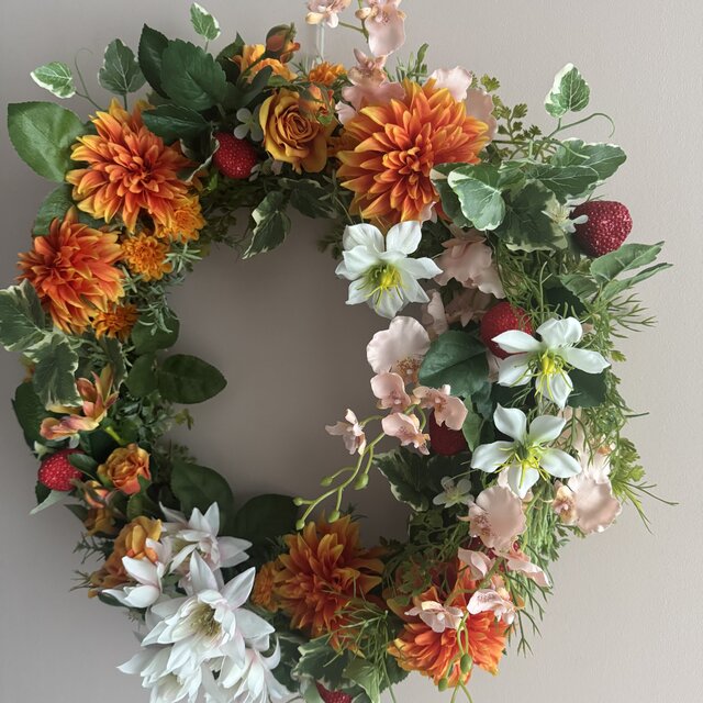 再販♦︎【迫力の50cm！】フレッシュオレンジジュースのようなダリア