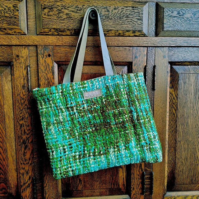 ★一点物★ビビッドな粗目ツィードのトートバッグ★横型Sサイズ★裏地あり★