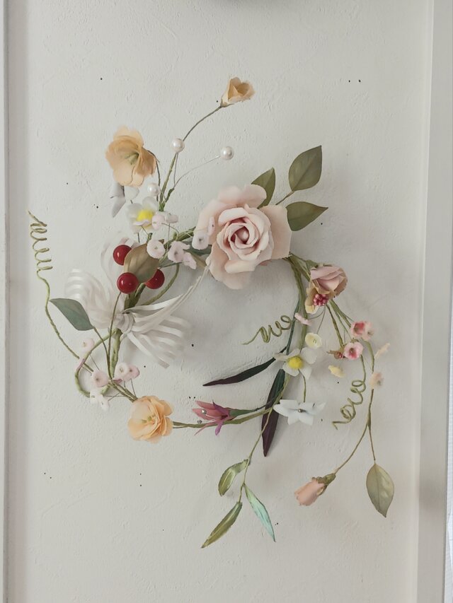 染め布花＊アンティークな薔薇のガーランド装飾 インテリア | iichi