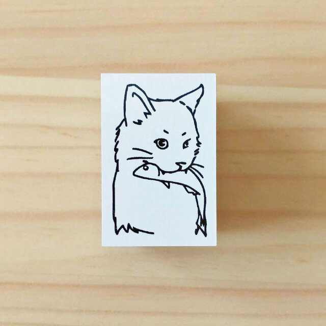 お魚くわえた猫ハンコ