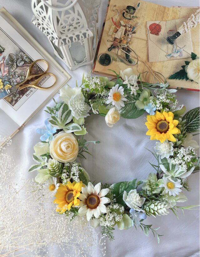 ひまわりのリース ひまわり 夏リース 夏 | iichi 日々の暮らしを
