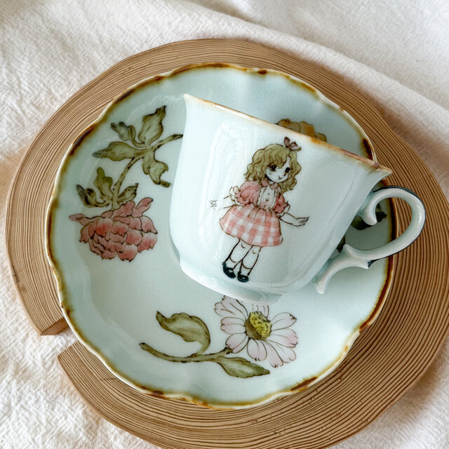 チコロット❤️すべて手描き❤️染付け❤️レトロで可愛い❤️カップが