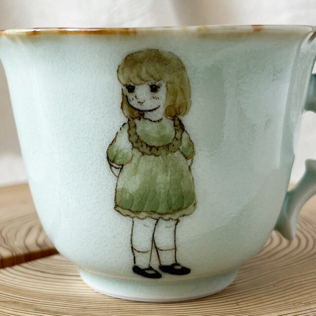 チコロット❤️すべて手描き❤️染付け❤️レトロで可愛い❤️カップが
