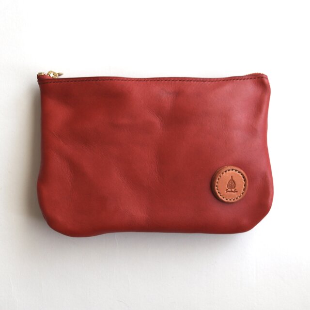 茜染のファスナーポーチ