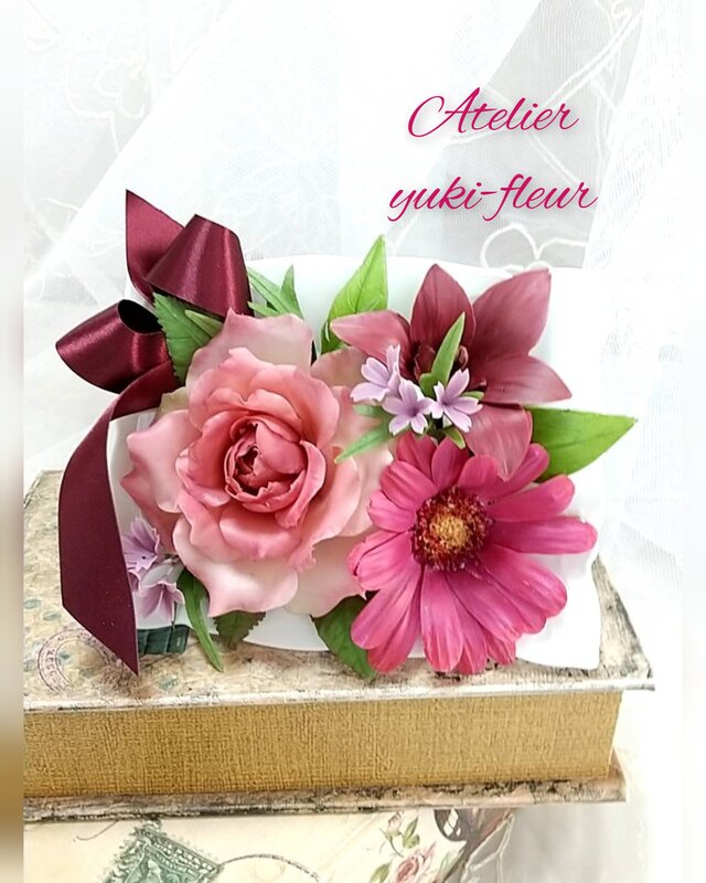 ★粘土の花[バーガンディカラーの装い]★