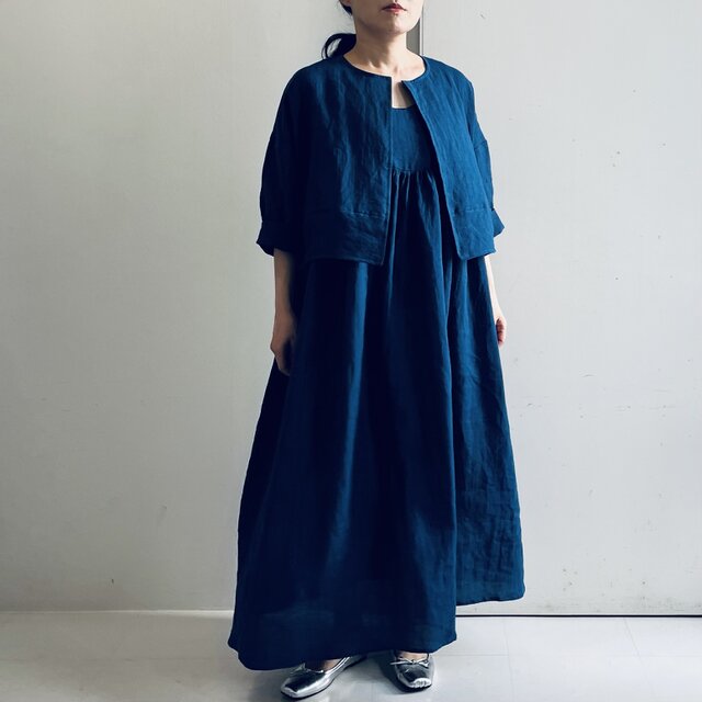 リネンワンピースセットアップ(デニムブルー) | iichi 日々の暮らしを