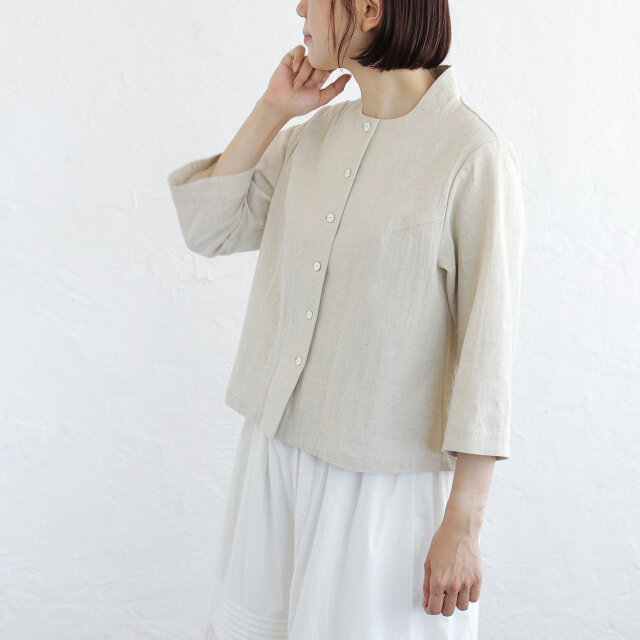 リネンのはおり   ハンドメイド 凛とした大人の装いに 桐七炊きコットンリネン はおりジャケット