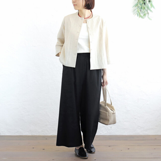 凛とした大人の装いに 桐七炊きコットンリネン はおりジャケット（生成