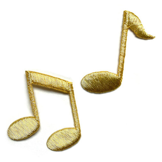 アップリケワッペンセット ゴールド 八分音符セット w-2248 2連符 楽譜 音楽 オーケストラ UI
