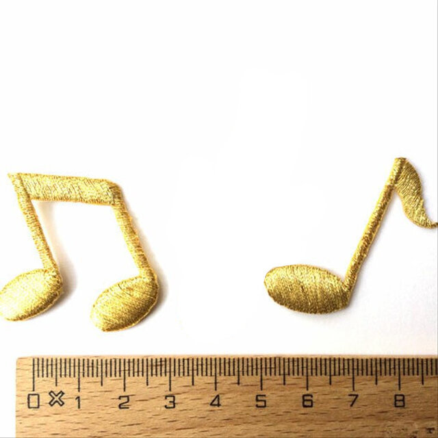 アップリケワッペンセット ゴールド 八分音符セット w-2248 2連符 楽譜