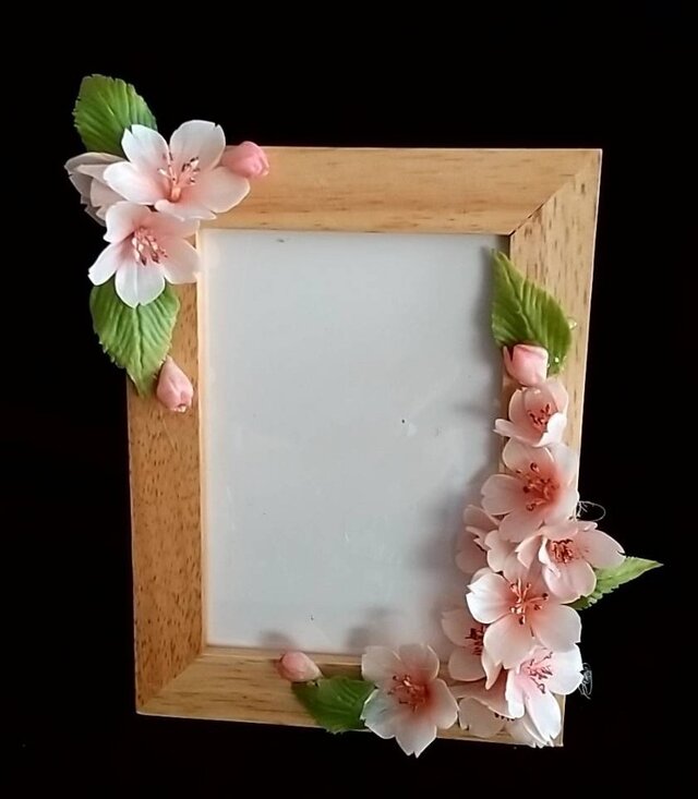 ☆粘土の花[桜のフォトフレーム]☆ | iichi 日々の暮らしを心地よく