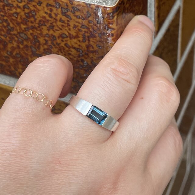 ロンドン ブルートパーズ 5×7 オクタゴン 印台 シルバーSV925