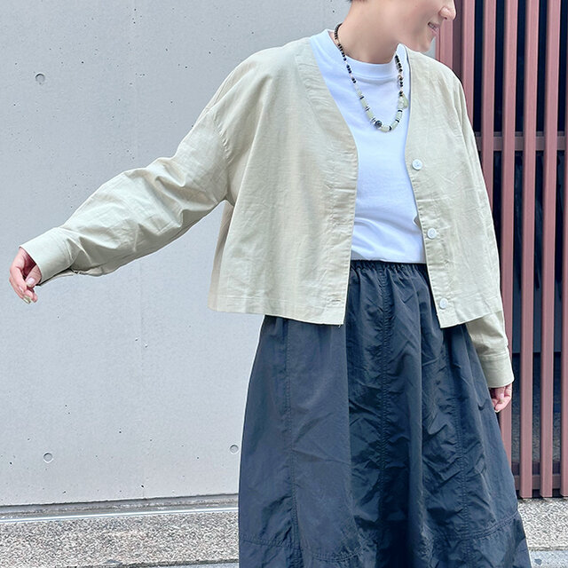 ❤︎新作❤︎ふわり、軽やか。綿麻100ショート丈ジャケットアウター25029BGF