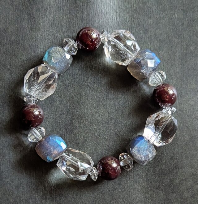 ✨成就、目標達成、夢の実現に✨スターガーネット&ラブラドライト&クリアクォーツのブレスレット✨