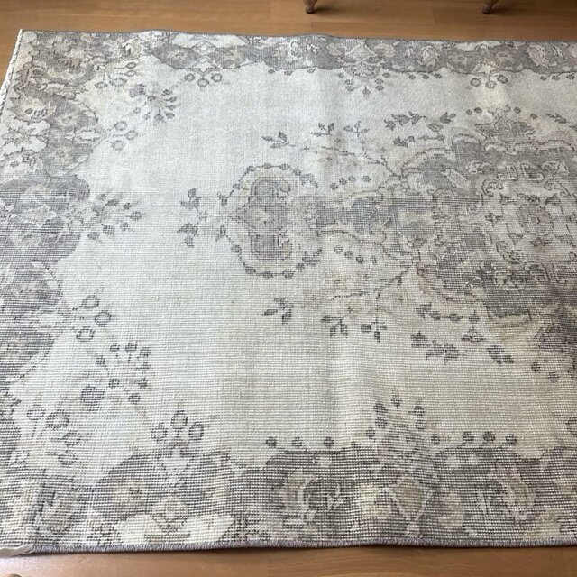 108×204 クリーム×ブルーグレイ　メダリオン　トルコヴィンテージラグ 109×202 クリーム×グレージュ 王道メダリオン トルコ