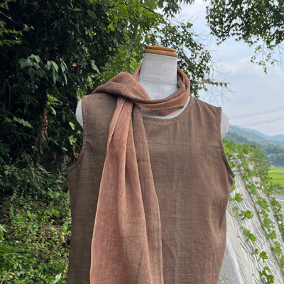 柿渋染めガーゼストールK25081