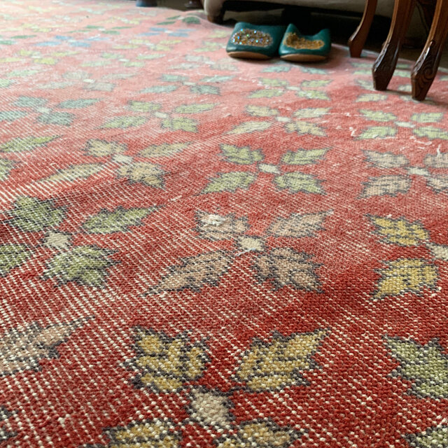 トルコヴィンテージラグ テラコッタレッド 99×56 シャビー