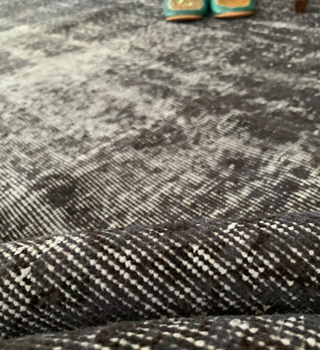 大判 トルコヴィンテージラグ 237×136グレーブラック オーバーダイ