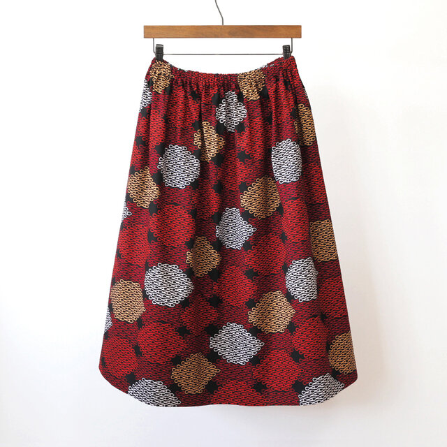 アフリカ布のギャザースカート（ 幾何学模様 ）アフリカンプリント アフリカンファブリック