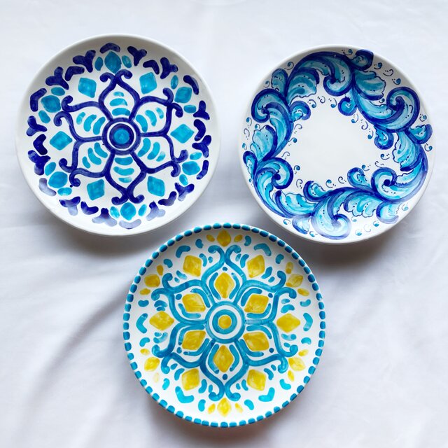 マヨリカ　陶皿 絵皿 26cm GEO037 マヨリカ焼き イタリア陶器 シチリア | iichi