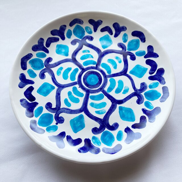 トルコ彩色陶器丸大皿Ａ トルコ彩色陶器丸大皿A トルコ彩色陶器丸大皿A