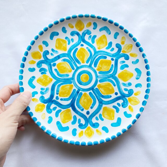 丸皿 20cm マヨリカ焼き リゾート気分 イタリア陶器 PIA020