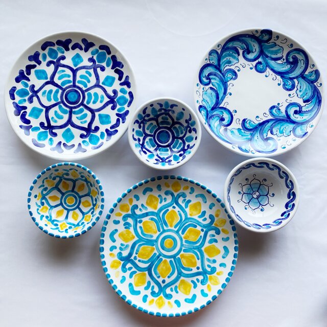 マヨリカ　陶皿 絵皿 26cm GEO038 マヨリカ焼き イタリア陶器 シチリア