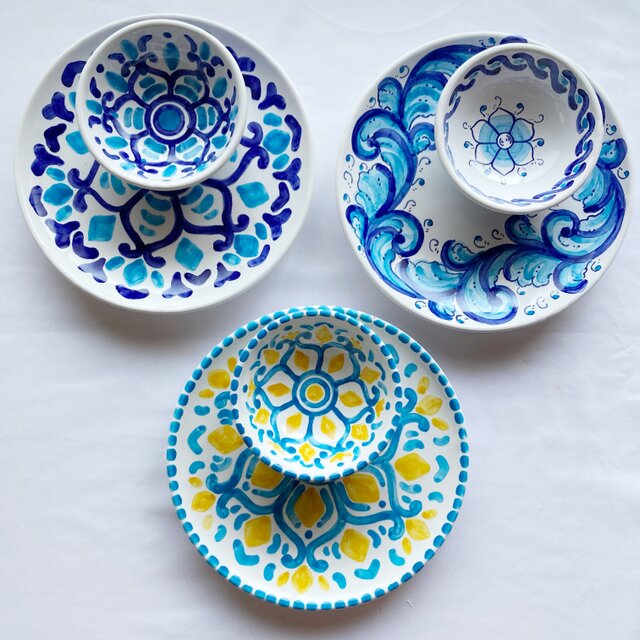 丸皿 20cm マヨリカ焼き リゾート気分 イタリア陶器 PIA020