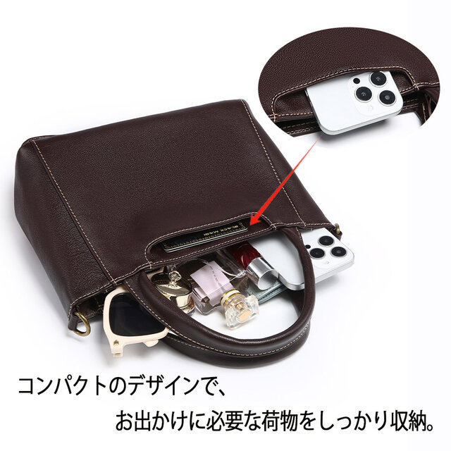 本革 ハンドバッグ ショルダー兼用 軽量 通勤 高品質 牛革 トート