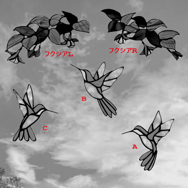 ステンドグラス サンキャッチャー『Hummingbird～瑠璃色のハチドリ