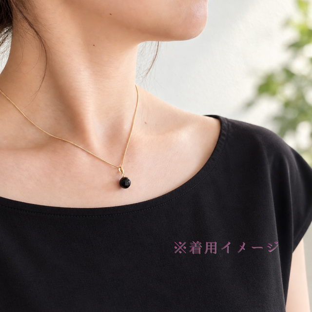 K18 8mm シンプル オニキス/黒瑪瑙 天然石ネックレス - 純L | iichi