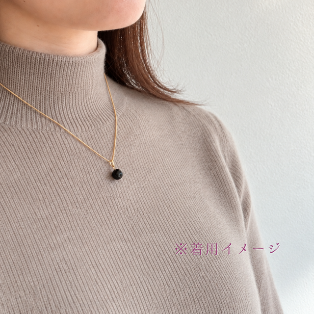 K18 8mm シンプル オニキス/黒瑪瑙 天然石ネックレス - 純L | iichi
