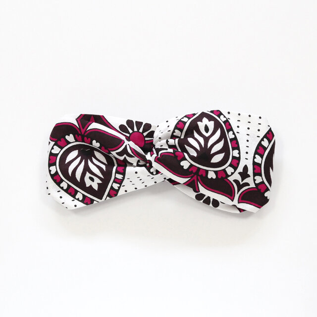 アフリカ布 カンガのクロスターバン（ リーフ ） ヘアバンド ヘアターバン