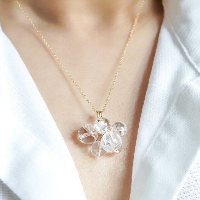 シャボン玉」ネックレス アイリスクォーツ 虹 レインボー 水晶 クリア