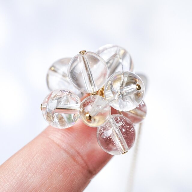 シャボン玉」ネックレス アイリスクォーツ 虹 レインボー 水晶 クリア