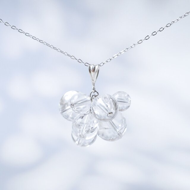 シャボン玉」ネックレス アイリスクォーツ 虹 レインボー 水晶 クリア