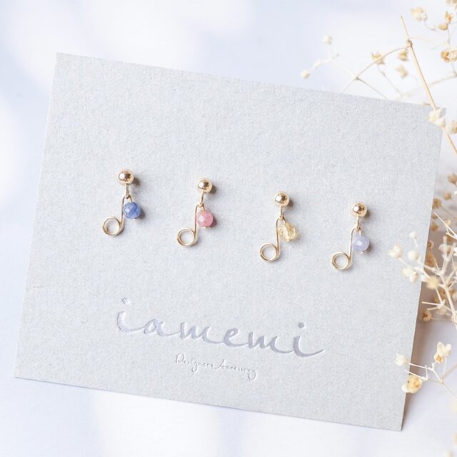 ♪♪ インテンス ピンク ダイヤ ♪♪ 0,065ct 音符のシングルピアス ♪♪ インテンス ピンク ダイヤ ♪♪ 0,065ct 音符のシングルピアス