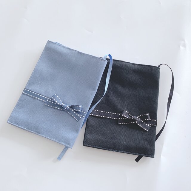 特注ブックカバー　ステッチリボン