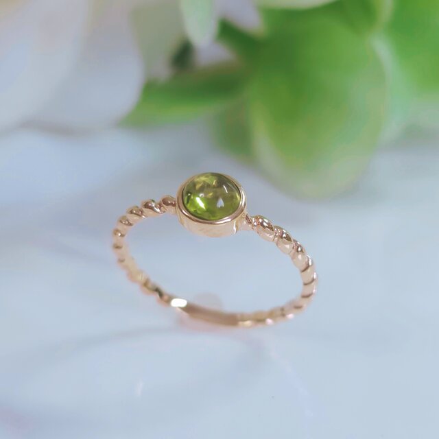 【8月限定18%OFF】K10 天然石　8月誕生石　5ミリペリドット　オリーブグリーン　H-199