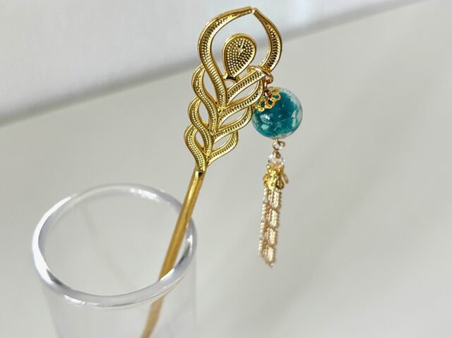 古美術　ガラス簪　「竹に雀」 it-6892dbc198885-1200.jpg