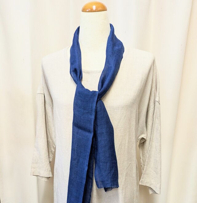 藍染め（濃色）リネンミニストール