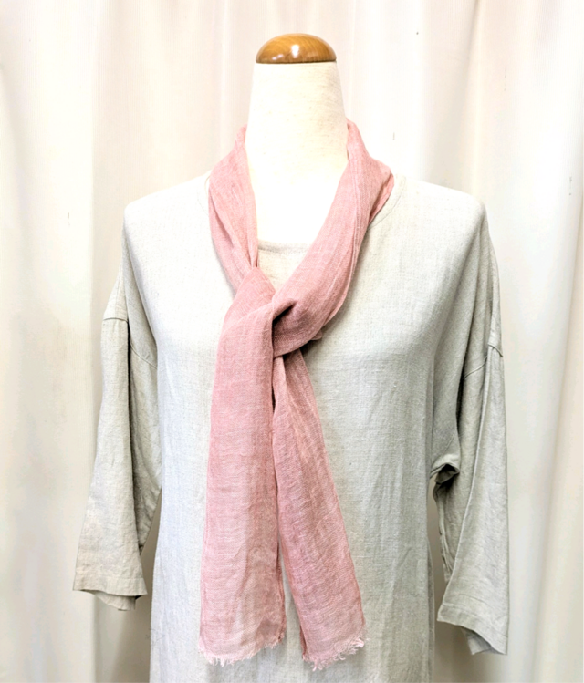 草木染めリネンミニストール（茜とラックダイ ピンク色） | iichi 日々