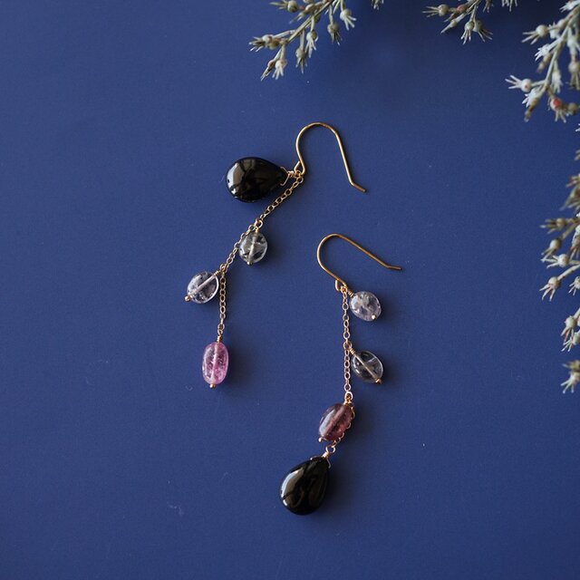 カラーオパールのシャンデリアピアス カラーオパールのシャンデリアピアス 新色シルバーカラー登場