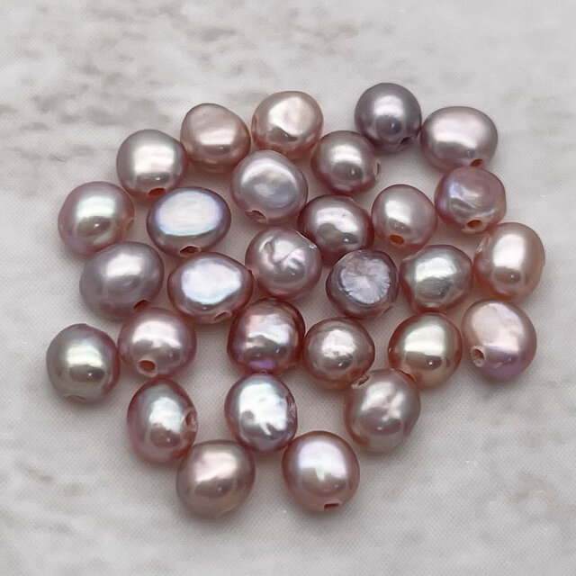 淡水パール 真珠 バロック フラット ボタン 3mm 4mm パープル系マルチカラー 極小 小粒 10個 tp0012b