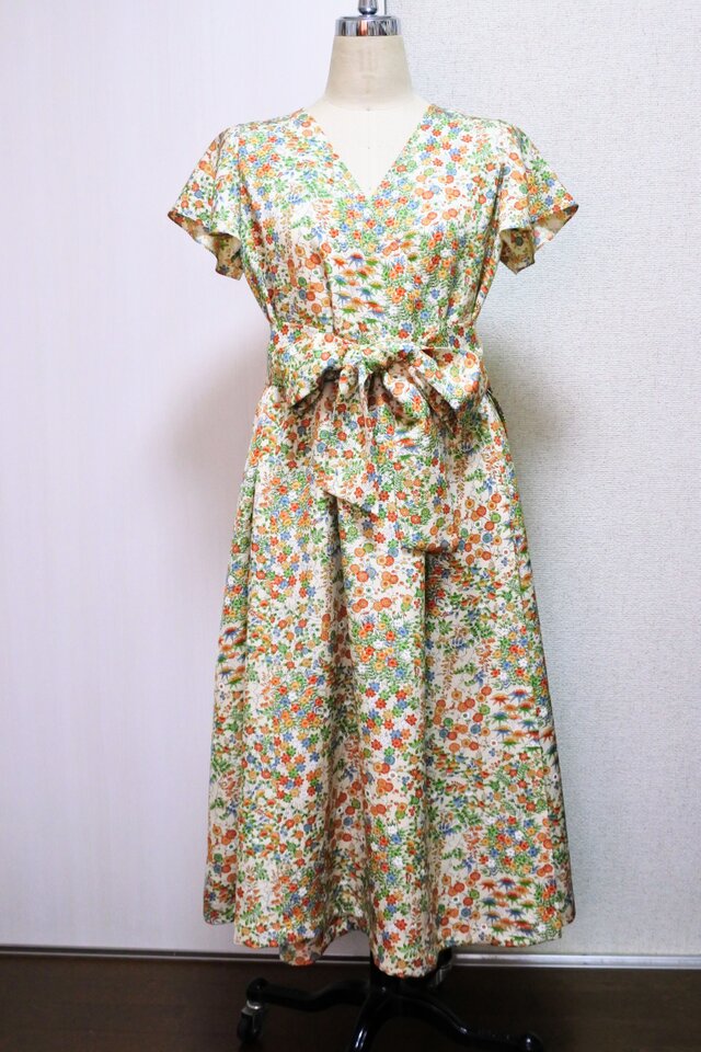 着物リメイク　カシュクールワンピース　S〜L size Yahoo!オークション - 【心和】大島着物リメイク カシュクール