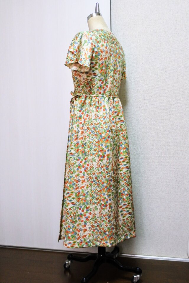 着物リメイク　カシュクール　ロングワンピース 着物リメイク カシュクールワンピースL | Jasmine Field