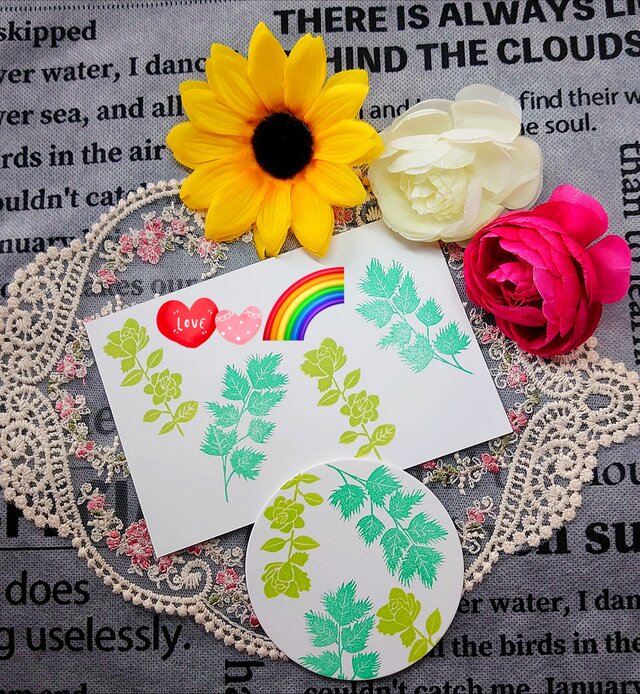 消しゴムはんこ「アロマティカス・バジル・ハーブ」2個